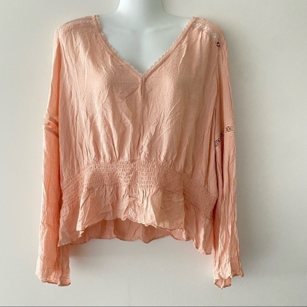 Express blouse boho chic coral long sleeve top XL